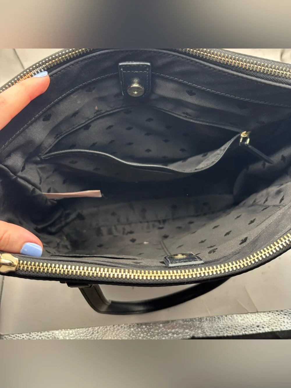 Kate Spade New York Black Nylon Double Zip-Top Shoulder Tote Bag